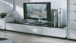 TV bänk Hastings Vit (svart glastopp) L200x D45x H28cm