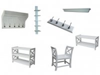 Hatthyllor, Skoställ, Speglar mm