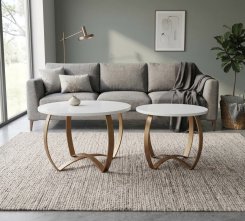 Soffbord Zinz Vit Diam. 80cm Höjd 45cm metallben