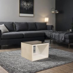 Soffbord Cardiff Vit (svart glastopp) 60x60x50cm