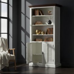 Bokhylla Medina Vit med brun topp 100x47x195cm