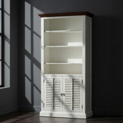 Bokhylla Medina Vit med brun topp 100x47x195cm