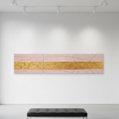 oljemålning rosa med guld
