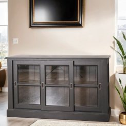 Skänk glas Tyra Svart 146,5x47x86cm