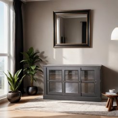 Skänk glas Tyra Svart 146,5x47x86cm