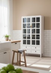 asiatisk vitrinskåp vitt