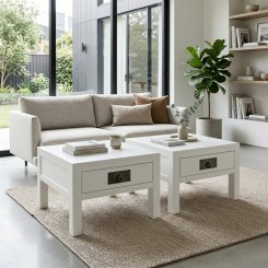Soffbord Qinzie Vit lådor 80x80x50cm