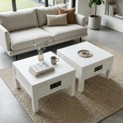Soffbord Qinzie Vit lådor 80x80x50cm