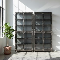 Vitrinskåp Regal metall B90xD40xH195cm