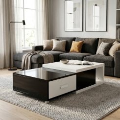 Soffbord Kingsbridge Vit/Svart 125x65x36cm