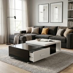 Soffbord Kingsbridge Vit/Svart 125x65x36cm