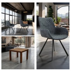 matgrupp brunt bord och 4 svarta stolar