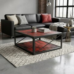 Soffbord Hamblin Industri röd-svart 100x100x50cm
