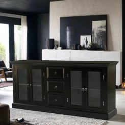 Skänk Holsby glas Svart 185x45x86cm