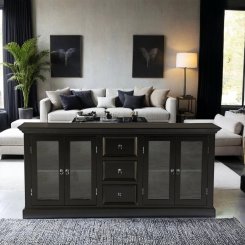 Skänk Holsby glas Svart 185x45x86cm