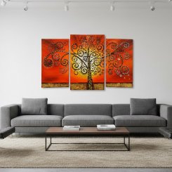 oljemålning orange träd