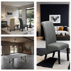 matgrupp svart bord och 6 stolar