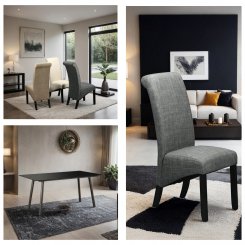 matgrupp svart bord och 6 stolar