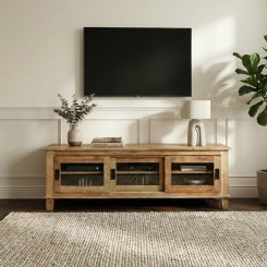 TV bänk Dhariwal Sand glas 150x50x50cm