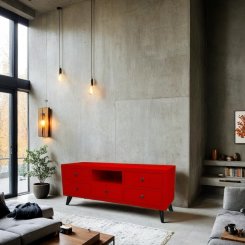 TV bänk Daning Röd 150cm Höjd 60cm Djup 50cm