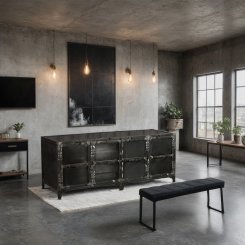 TV bänk Drey Svart metall B150xD50xH60cm