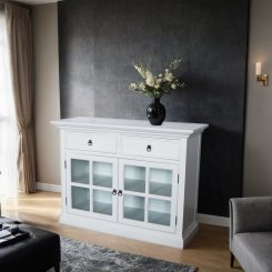 Skänk Sannäs Vit glas 120x45x90cm