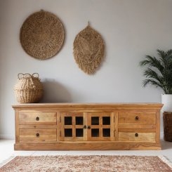 TV Bänk Diu natur 4 lådor + glasdörr 180x50x55cm