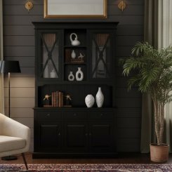 Vitrinskåp Nickora Svart 140x40x220 cm