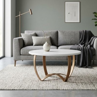 Soffbord Zinz Vit Diam. 80cm Höjd 45cm metallben