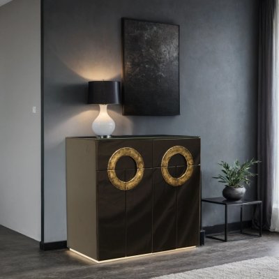 Skänk Witney Svart (svart glastopp) 80x45x79cm