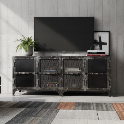 TV bänk Drey Svart metall B150xD50xH60cm