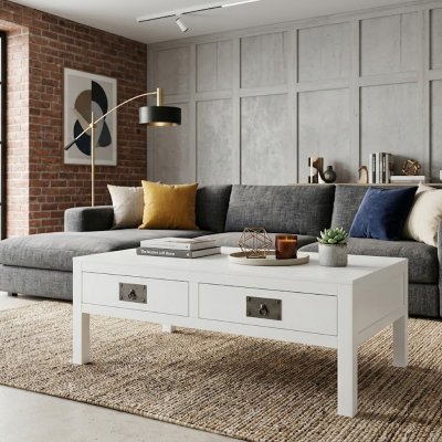 Soffbord Qilzie Vit lådor 135x75x50cm