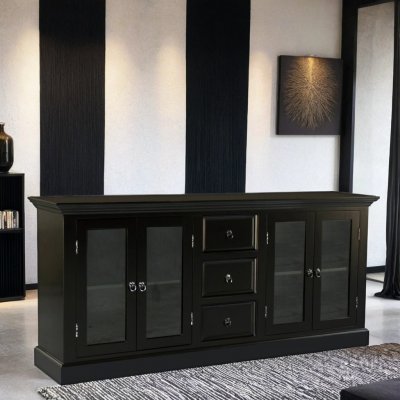 Skänk Holsby glas Svart 185x45x86cm