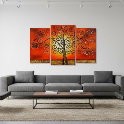 oljemålning orange träd