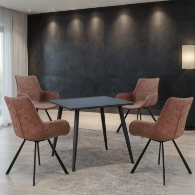 matgrupp svart bord och fyra stolar
