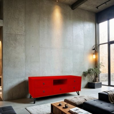 tv bänk röd