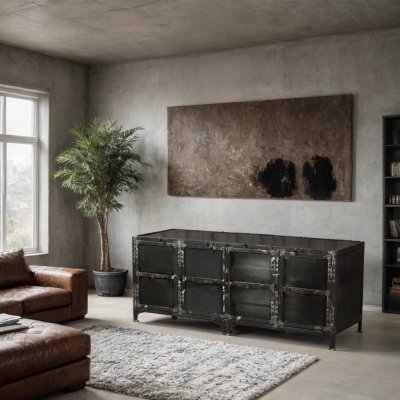 TV bänk Drey Svart metall B150xD50xH60cm