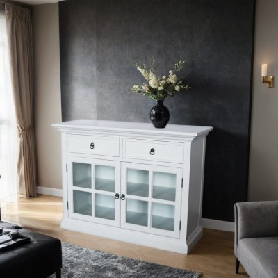 Skänk Sannäs Vit glas 120x45x90cm