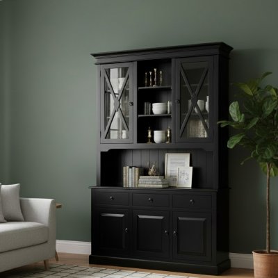 Vitrinskåp Nickora Svart 140x40x220 cm